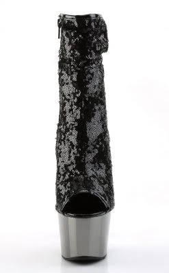 Pleaser ADORE-1008SQ Black / Pewter Ankle Boots