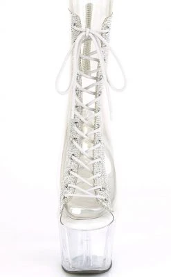 Pleaser ADORE-1016C-2 Clear Rhinestone Ankle Boots Pole Shoes
