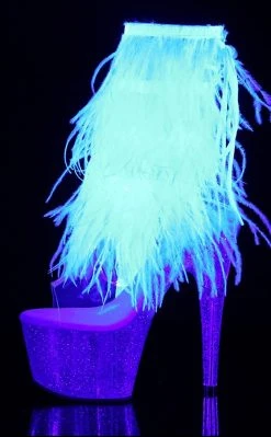 Pleaser Pole Shoes ADORE-1017MFF White Marabou / Clear Ankle Boots