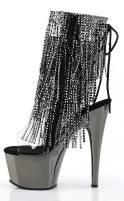 Pleaser ADORE-1017RSF Black / Pewter Ankle Boots