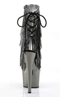 Pleaser ADORE-1017RSF Black / Pewter Ankle Boots