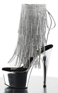 Pleaser Pole Shoes ADORE-1017RSF Silver Ankle Boots