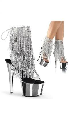 Pleaser Pole Shoes ADORE-1017RSF Silver Ankle Boots