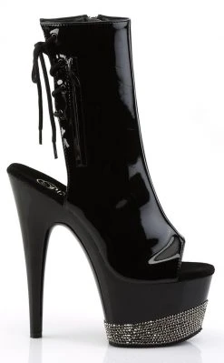 Pleaser ADORE-1018-3 Blk/Blk-Pewter RS Ankle Boots Pole Shoes