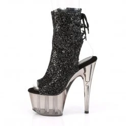 Pleaser ADORE-1018 Black Glitter/Smoke Tint Heels Pole Shoes
