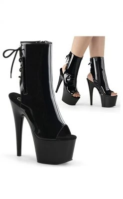 Pleaser Pole Shoes ADORE-1018 Black Patent Ankle Boots