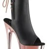 Pleaser ADORE-1018 Black & Rose Gold Chrome Ankle Boots