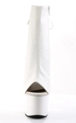 Pleaser Pole Shoes ADORE-1018 White Faux Leather Ankle Boots