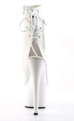 Pleaser Pole Shoes ADORE-1018 White Faux Leather Ankle Boots