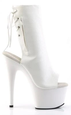 Pleaser Pole Shoes ADORE-1018 White Faux Leather Ankle Boots
