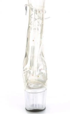 Pleaser Pole Shoes ADORE-1018C-2 Clear Glitter Ankle Boots