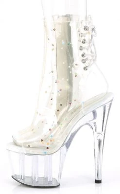Pleaser Pole Shoes ADORE-1018C-2 Clear Glitter Ankle Boots