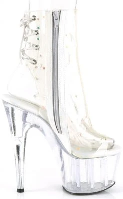 Pleaser Pole Shoes ADORE-1018C-2 Clear Glitter Ankle Boots