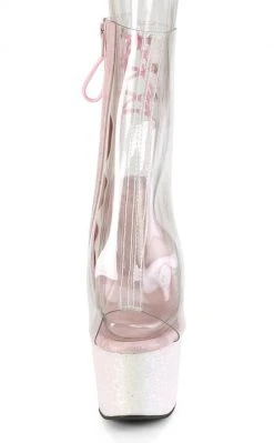 Pleaser Pole Shoes ADORE-1018C Clear/Opal Multi Glitter Ankle Boots