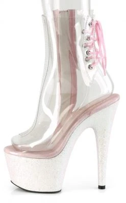 Pleaser Pole Shoes ADORE-1018C Clear/Opal Multi Glitter Ankle Boots