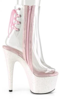 Pleaser Pole Shoes ADORE-1018C Clear/Opal Multi Glitter Ankle Boots