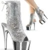 Pleaser Pole Shoes ADORE-1018DCS Silver Chrome Ankle Boots