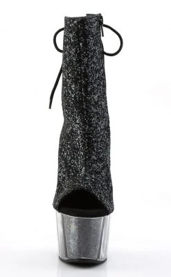 Pleaser Pole Shoes ADORE-1018G Black Glitter Ankle Boots