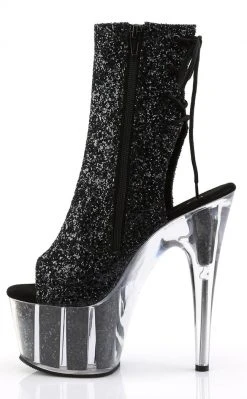 Pleaser Pole Shoes ADORE-1018G Black Glitter Ankle Boots