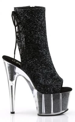 Pleaser Pole Shoes ADORE-1018G Black Glitter Ankle Boots