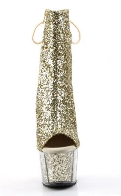 Pleaser Pole Shoes ADORE-1018G Gold Glitter Ankle Boots