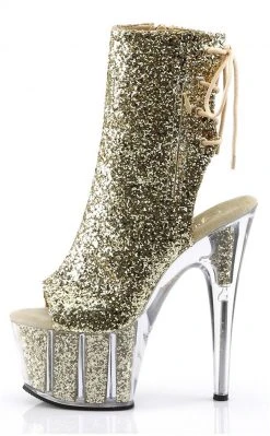 Pleaser Pole Shoes ADORE-1018G Gold Glitter Ankle Boots