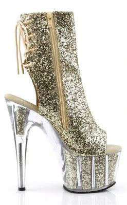 Pleaser Pole Shoes ADORE-1018G Gold Glitter Ankle Boots