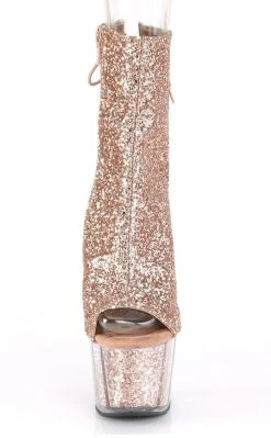 Pleaser ADORE-1018G Rose Gold Glitter Ankle Boots Pole Shoes