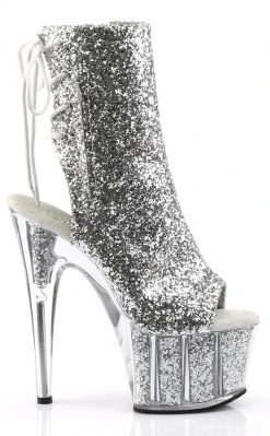Pleaser Pole Shoes ADORE-1018G Silver Glitter Ankle Boots
