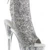 Pleaser Pole Shoes ADORE-1018G Silver Glitter Ankle Boots
