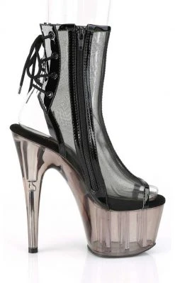 Pleaser ADORE-1018MSHT Black Patent Mesh/Smoke Tinted Boots