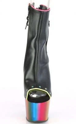 Pleaser ADORE-1018RC-02 Black Matte/Rainbow Chrome Ankle Boots