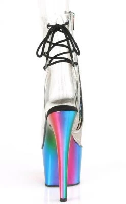 Pleaser ADORE-1018RC Clear/Rainbow Chrome Ankle Boots