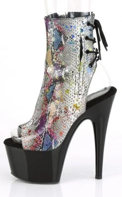Pleaser ADORE-1018SP Multi Snake Print Ankle Boots Pole Shoes