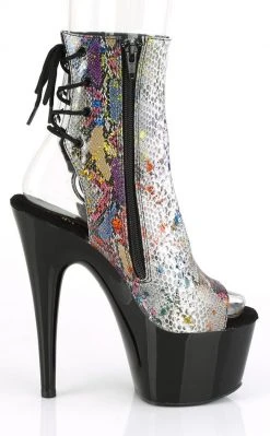 Pleaser ADORE-1018SP Multi Snake Print Ankle Boots Pole Shoes