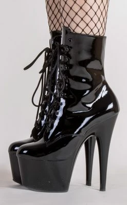 Pleaser Pole Shoes ADORE-1020 Black Patent Ankle Boots (AU Stock)