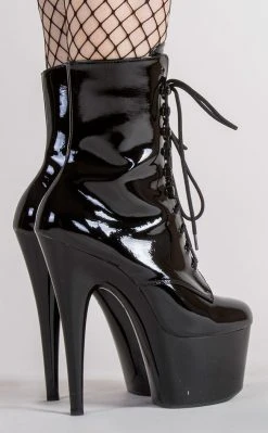 Pleaser Pole Shoes ADORE-1020 Black Patent Ankle Boots (AU Stock)