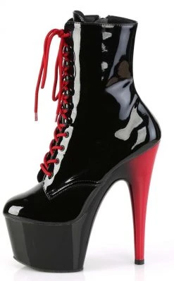 Pleaser ADORE-1020 Black Patent/Red Ankle Boots