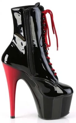 Pleaser ADORE-1020 Black Patent/Red Ankle Boots