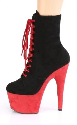 Pleaser ADORE-1020 Black & Red Suede Boots