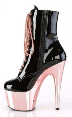 Pleaser Pole Shoes ADORE-1020 Black & Rose Gold Ankle Boots