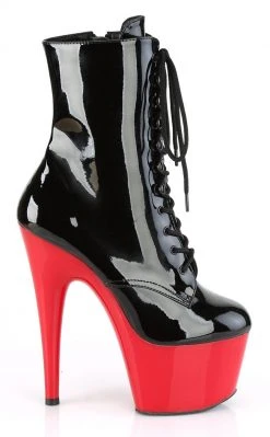 Pleaser ADORE-1020 Black/Red Patent Ankle Boots Pole Shoes