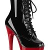 Pleaser ADORE-1020 Black/Red Patent Ankle Boots Pole Shoes
