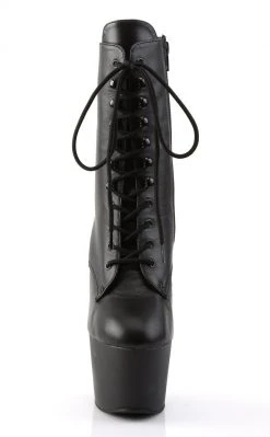 Pleaser ADORE-1020 Blk Leather/Blk Ankle Boots