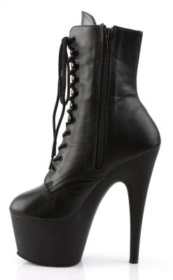 Pleaser ADORE-1020 Blk Leather/Blk Ankle Boots