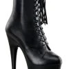 Pleaser ADORE-1020 Blk Leather/Blk Ankle Boots