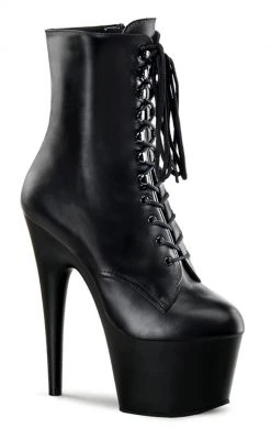 Pleaser ADORE-1020 Blk Leather/Blk Ankle Boots