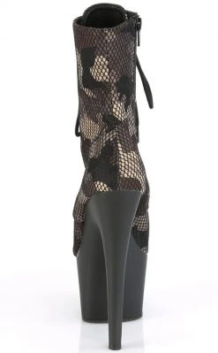 Pleaser ADORE-1020 Fishnet Camo Ankle Boots
