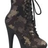 Pleaser ADORE-1020 Fishnet Camo Ankle Boots