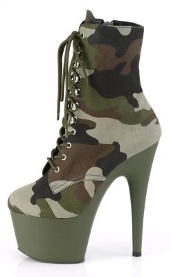 Pleaser ADORE-1020 Green/Olive Camo Ankle Boots Pole Shoes